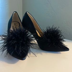 Sam Edelman Black Heels with Feathers